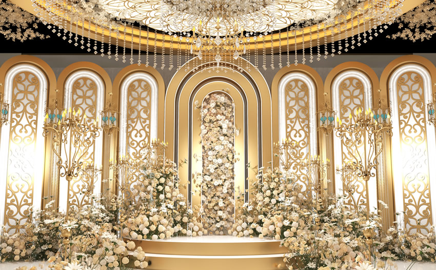 自流井香槟色调婚礼堂效果展示